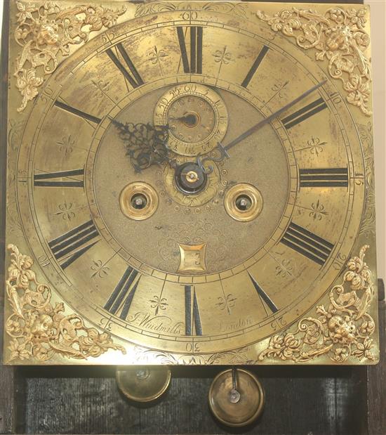 Joseph Windmills, London (1671-1702). A late 17th / early 18th century walnut and marquetry eight day longcase clock, 6ft 7in.